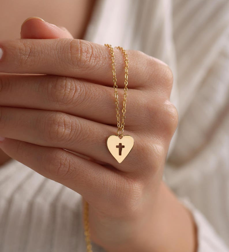 Heart Cross Pendant Necklace