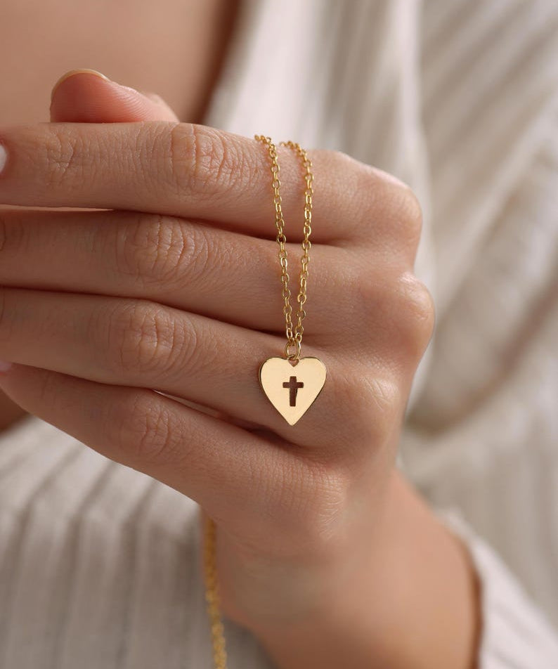 Heart Cross Pendant Necklace