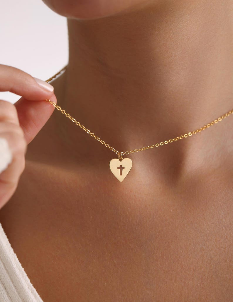 Heart Cross Pendant Necklace