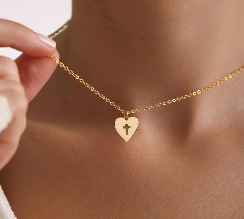 Heart Cross Pendant Necklace