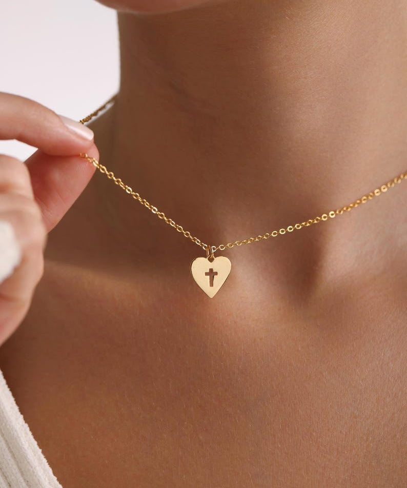Heart Cross Pendant Necklace