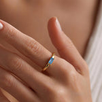 0.5 CT Baguette Solitaire Blue Topaz Gemstone Engagement Ring