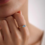 0.5 CT Baguette Solitaire Blue Topaz Gemstone Engagement Ring