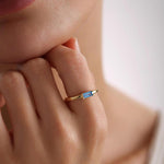 0.5 CT Baguette Solitaire Blue Topaz Gemstone Engagement Ring