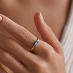 0.5 CT Baguette Solitaire Blue Topaz Gemstone Engagement Ring