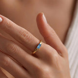 0.5 CT Baguette Solitaire Blue Topaz Gemstone Engagement Ring