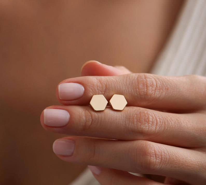 Hexagon Stud Earrings