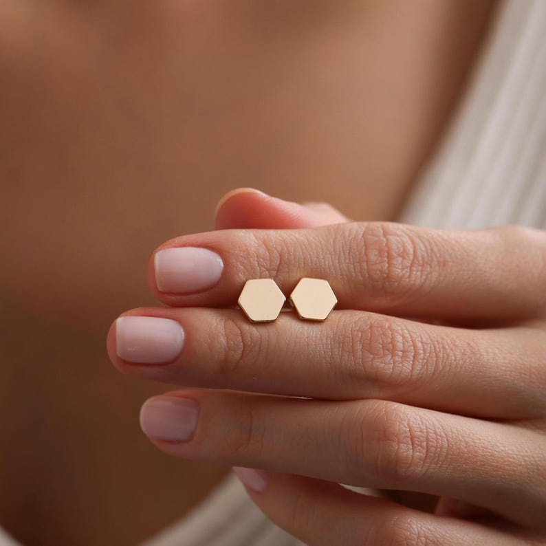 Hexagon Stud Earrings