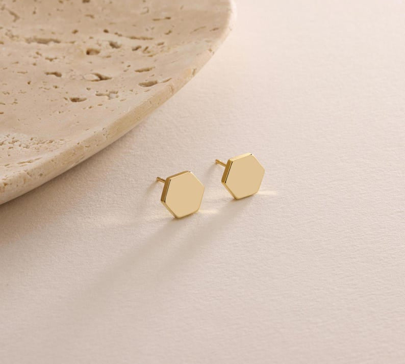 Hexagon Stud Earrings