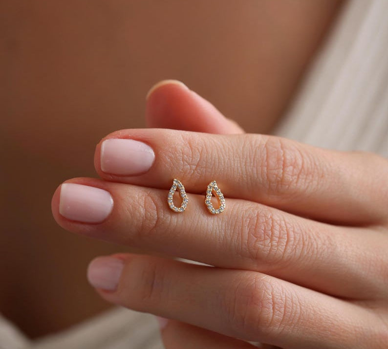 0.2 TCW Round Moissanite Drop Stud Earrings