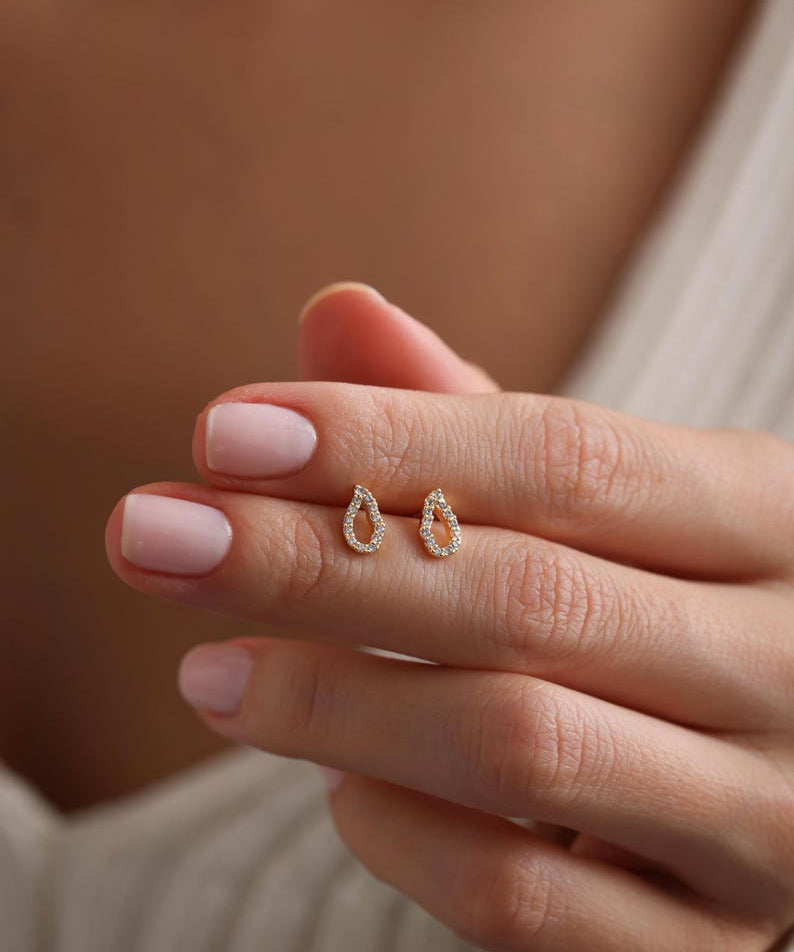 0.2 TCW Round Moissanite Drop Stud Earrings