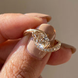 1.0 CT Pear Swirl Pave Lab Grown Champagne Diamond Engagement Ring