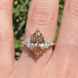 3.0 CT Marquise Cluster Lab Grown Champagne Diamond Engagement Ring