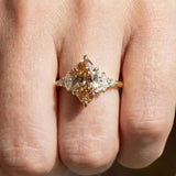 3.0 CT Marquise Cluster Lab Grown Champagne Diamond Engagement Ring