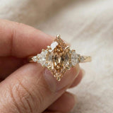 3.0 CT Marquise Cluster Lab Grown Champagne Diamond Engagement Ring