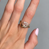 2.0 CT Pear Swirl Lab Grown Champagne Diamond Engagement Ring