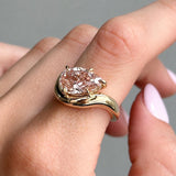 2.0 CT Pear Swirl Lab Grown Champagne Diamond Engagement Ring