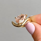 2.0 CT Pear Swirl Lab Grown Champagne Diamond Engagement Ring