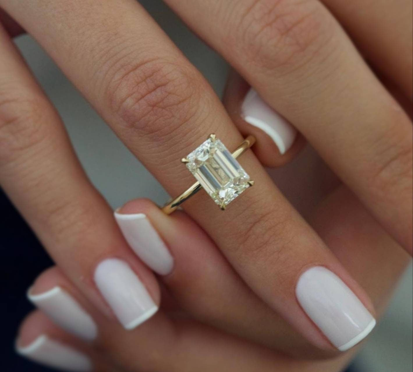 Emerald Hidden Halo Lab Grown Diamond Engagement Ring