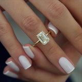 Emerald Hidden Halo Lab Grown Diamond Engagement Ring