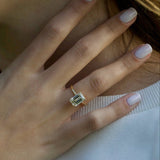 Emerald Hidden Halo Lab Grown Diamond Engagement Ring