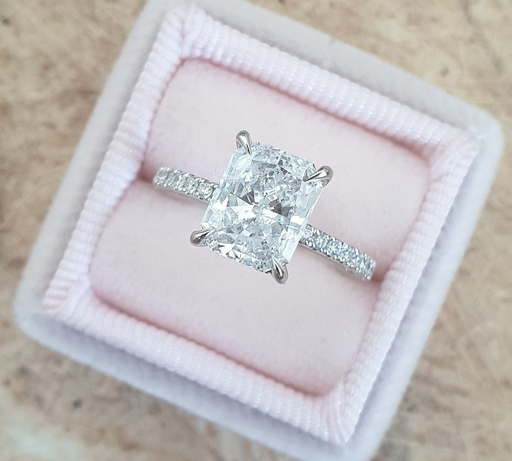 Radiant Hidden Halo Lab Grown Diamond Engagement Ring