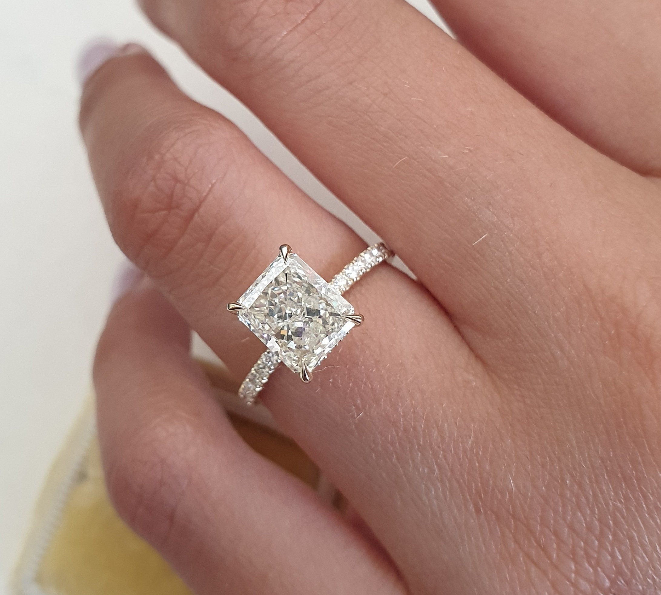 Radiant Pave Lab Grown Diamond Engagement Ring