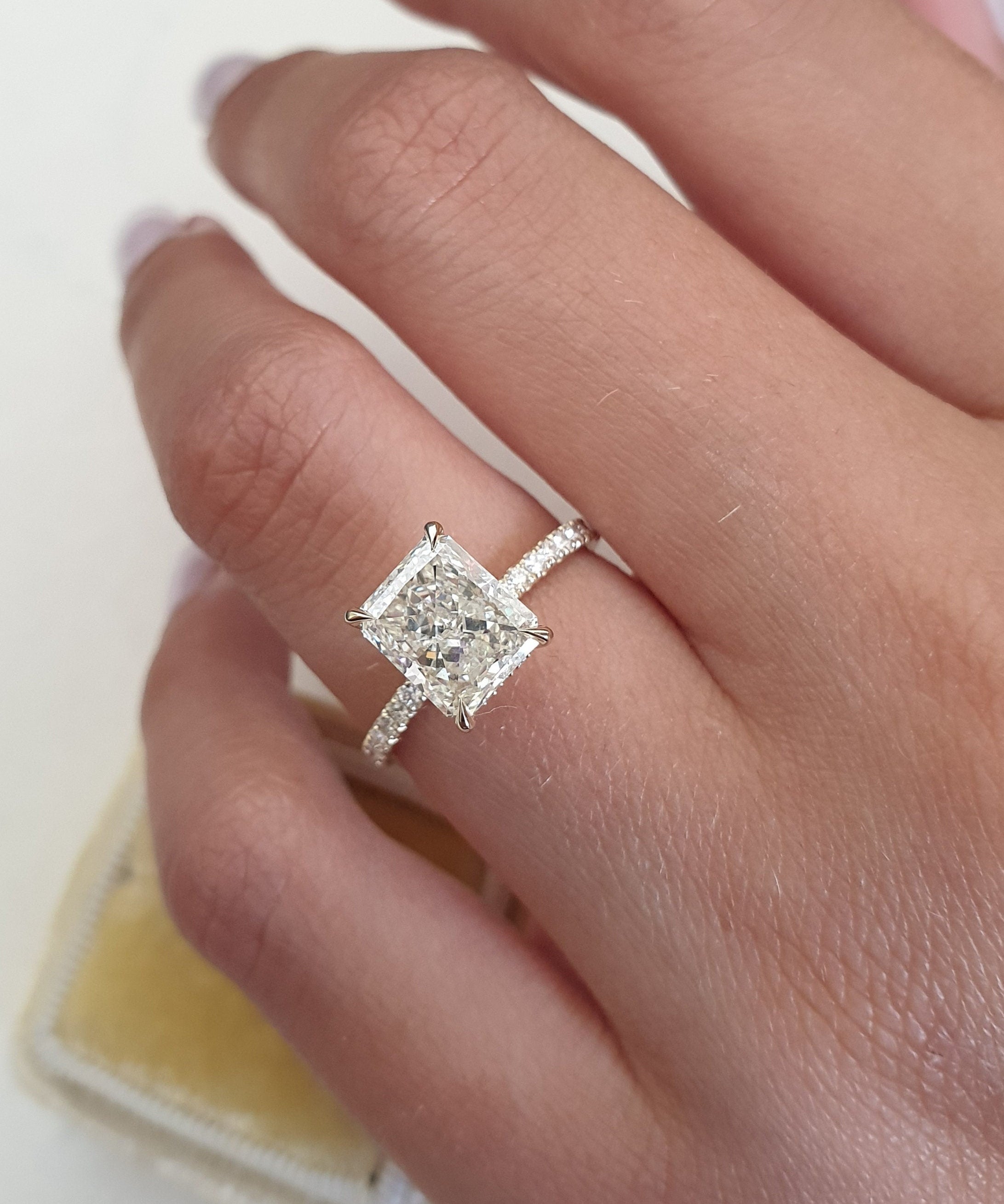 Radiant Pave Lab Grown Diamond Engagement Ring