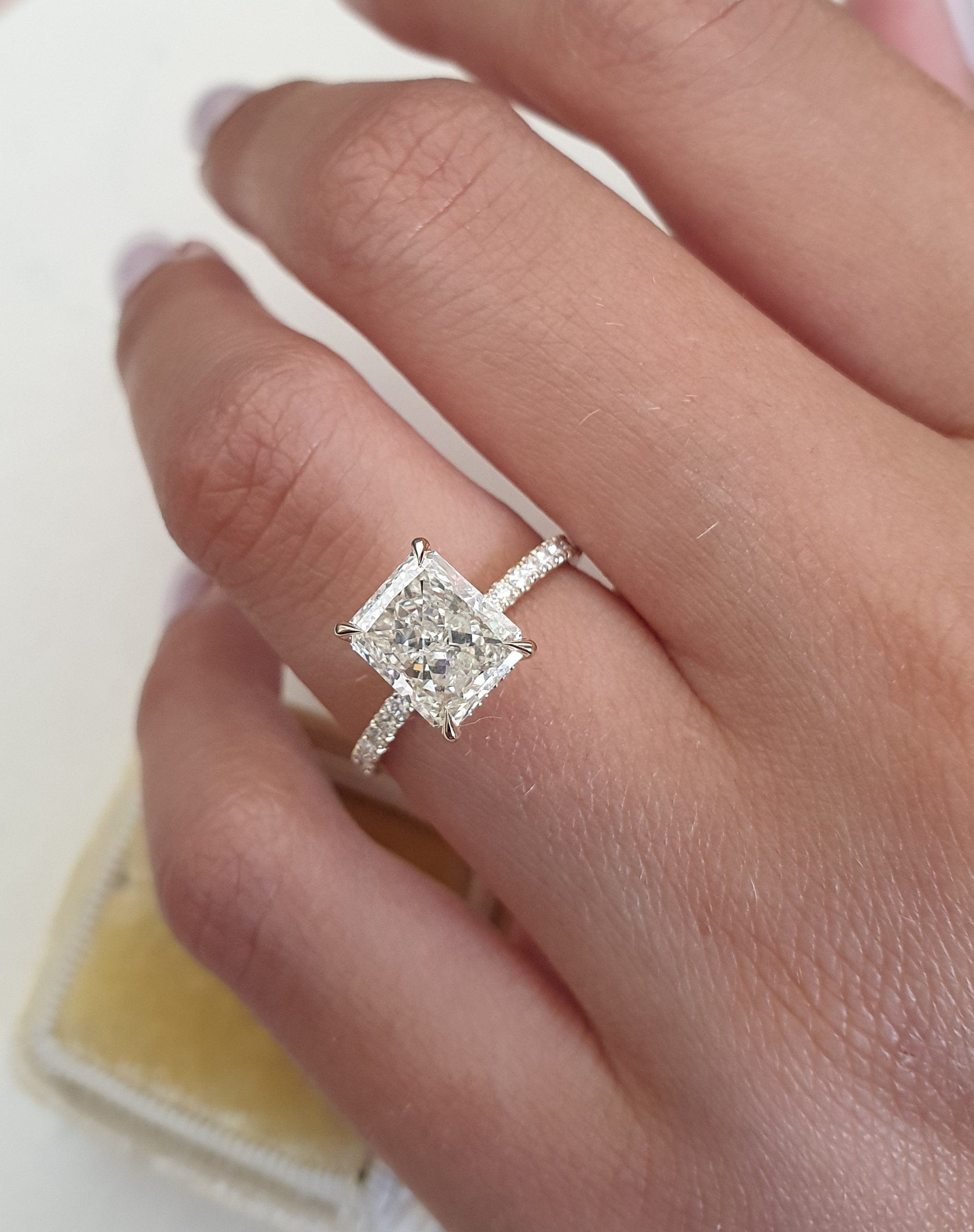 Radiant Pave Lab Grown Diamond Engagement Ring