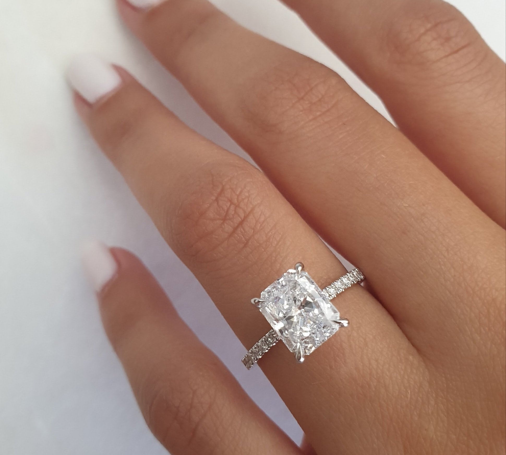 Radiant Hidden Halo Lab Grown Diamond Engagement Ring