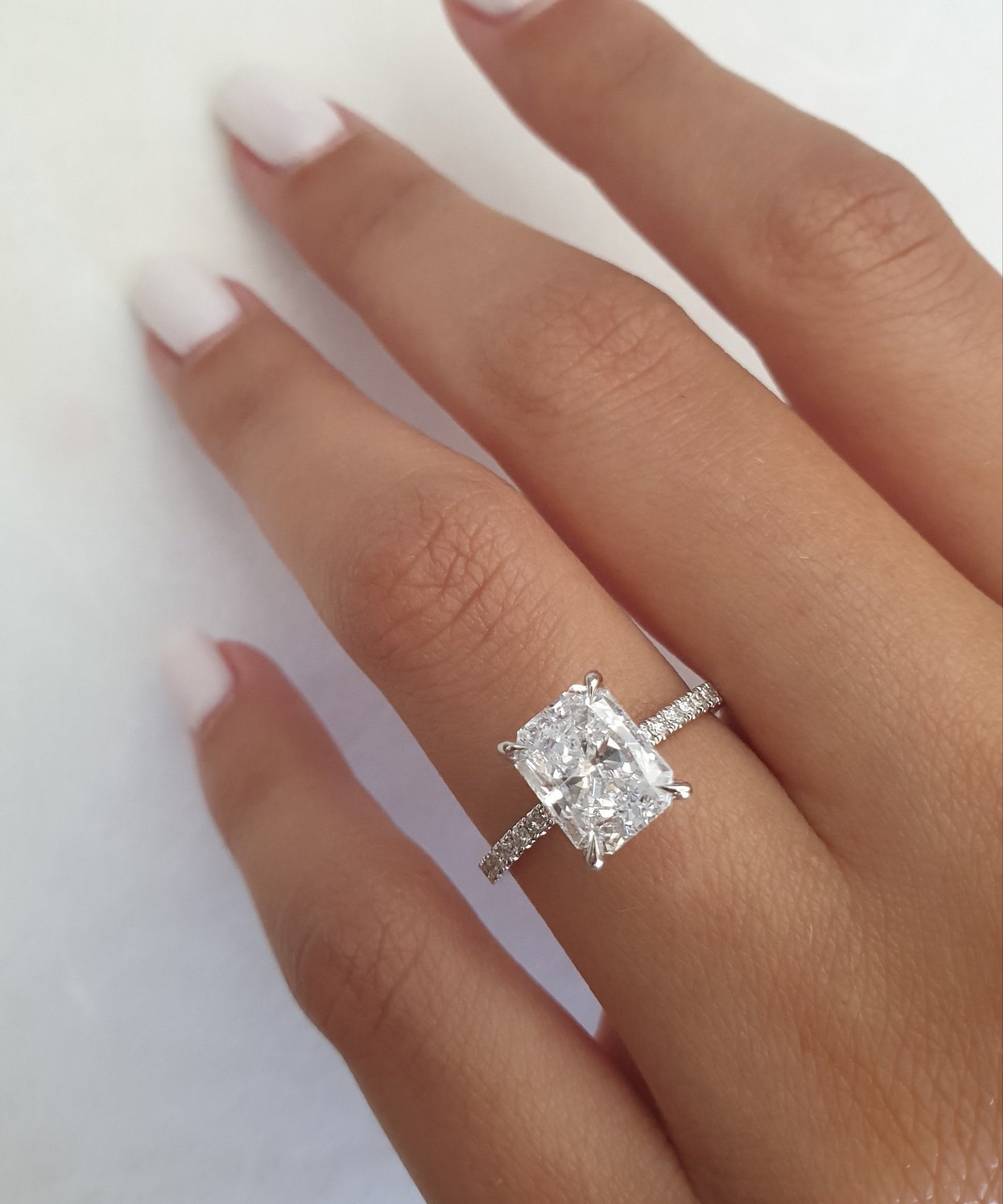 Radiant Hidden Halo Lab Grown Diamond Engagement Ring