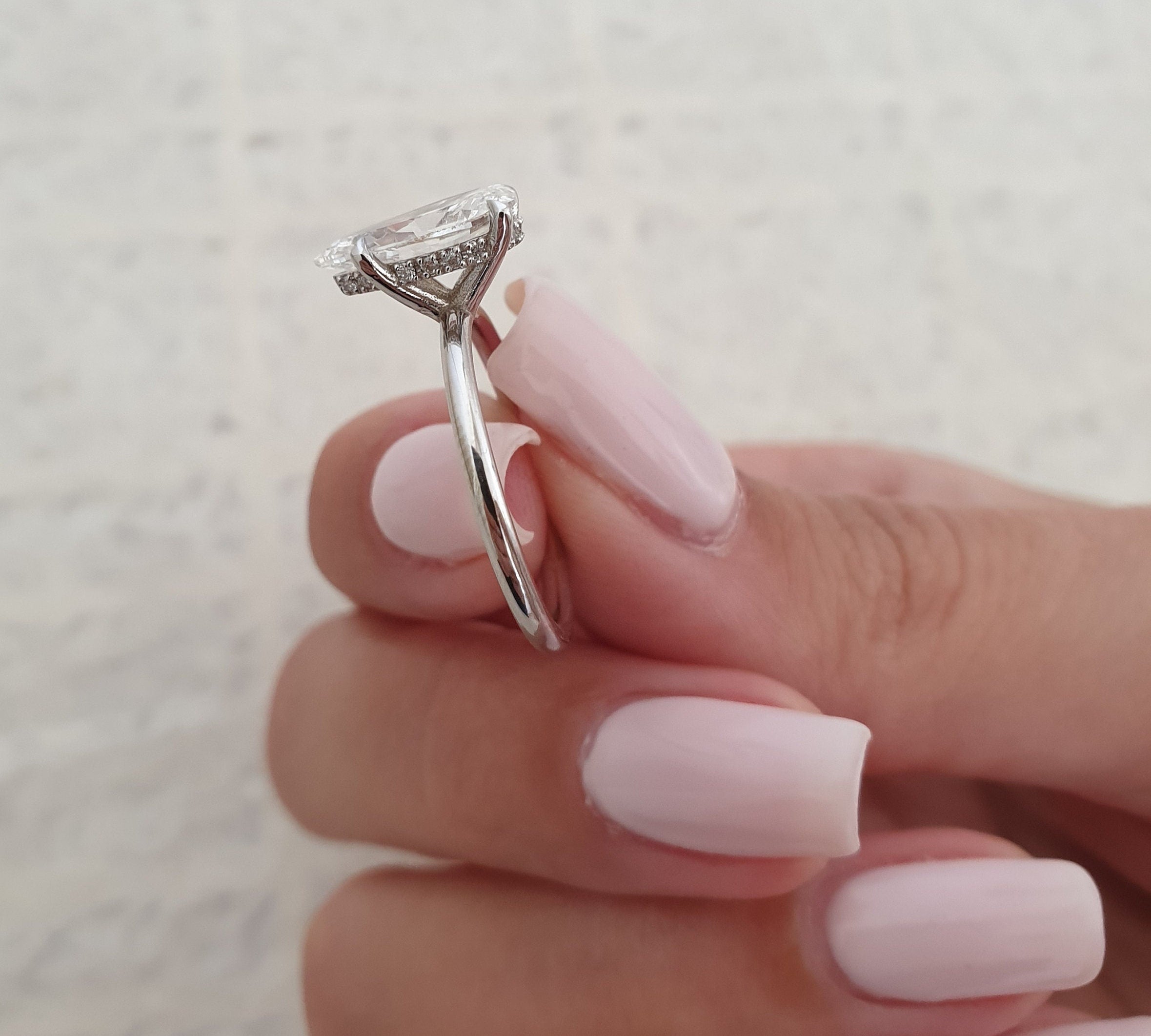 Pear Hidden Halo Lab Grown Diamond Engagement Ring