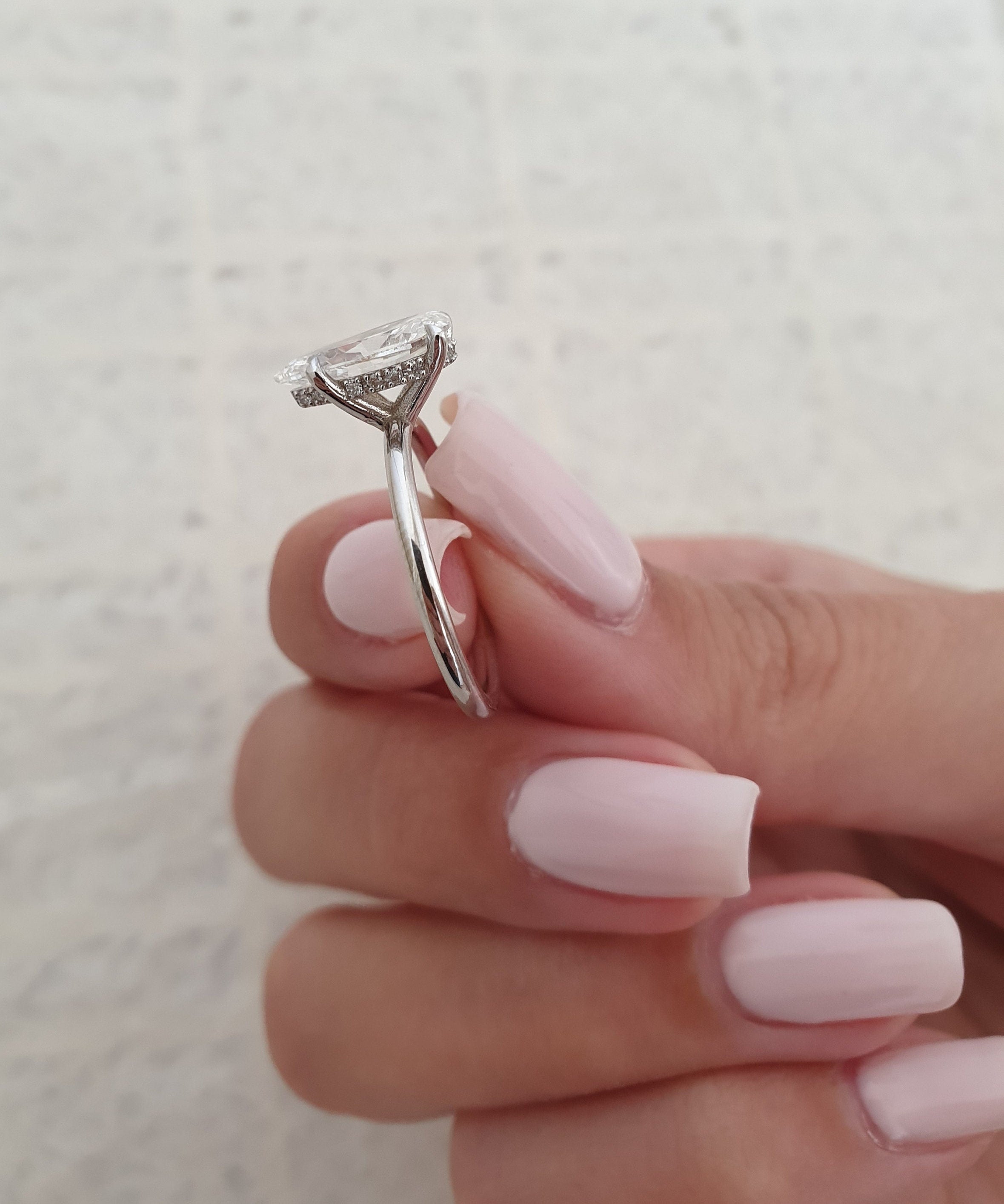 Pear Hidden Halo Lab Grown Diamond Engagement Ring