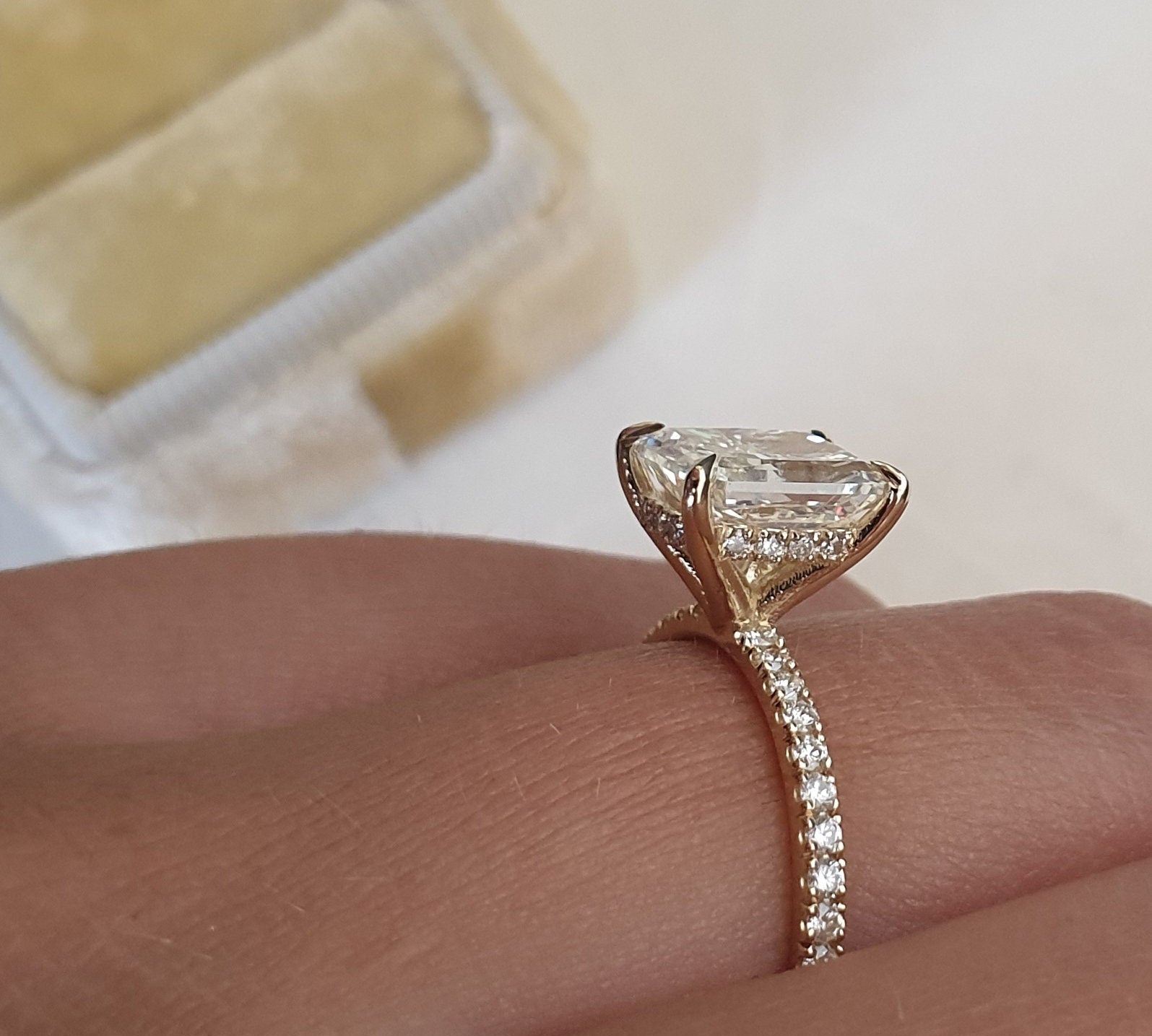 Radiant Pave Lab Grown Diamond Engagement Ring