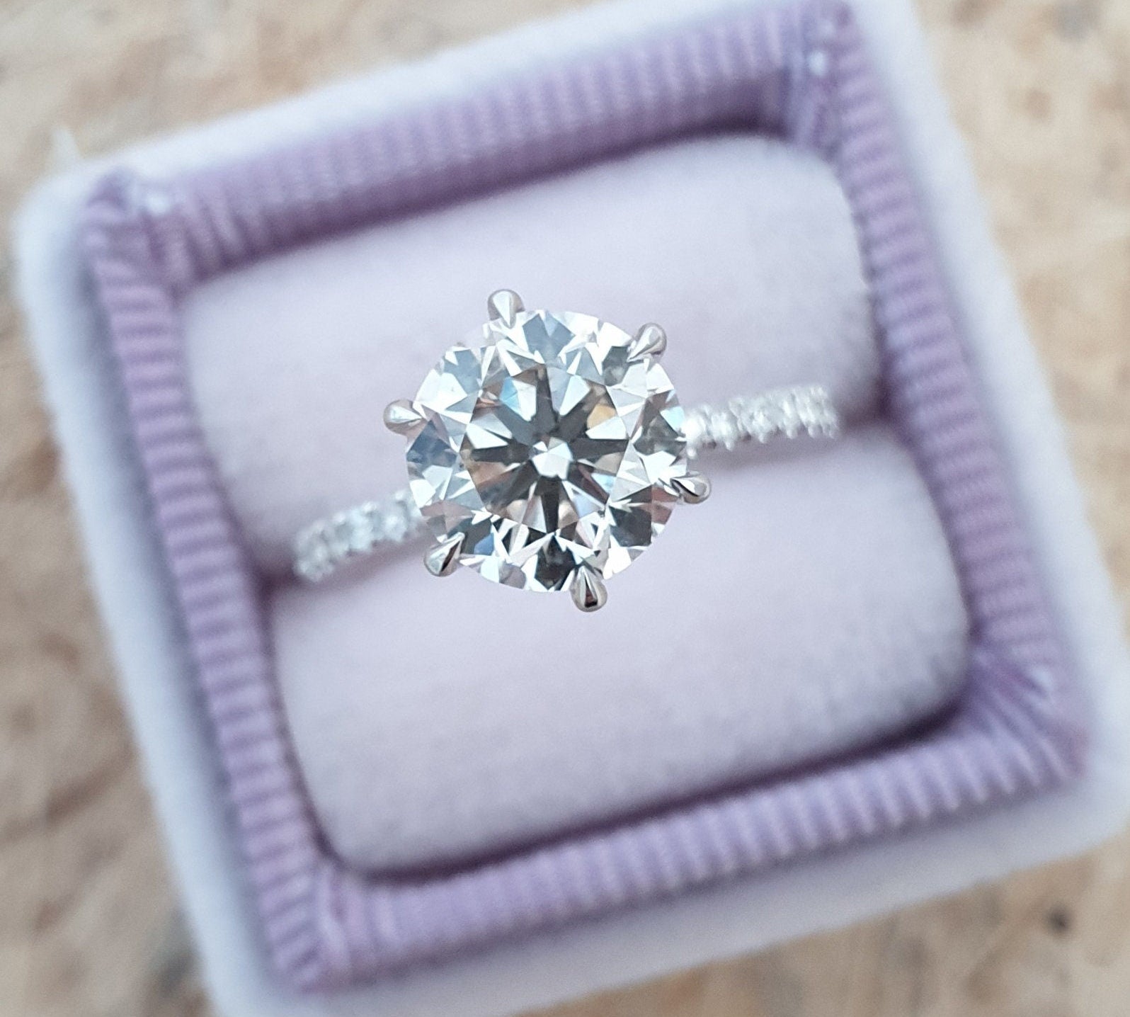 Round Cut Pave Lab Grown Diamond Engagement Ring