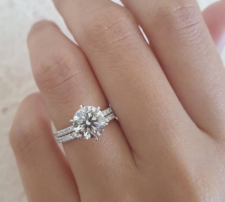 Round Cut Pave Lab Grown Diamond Engagement Ring