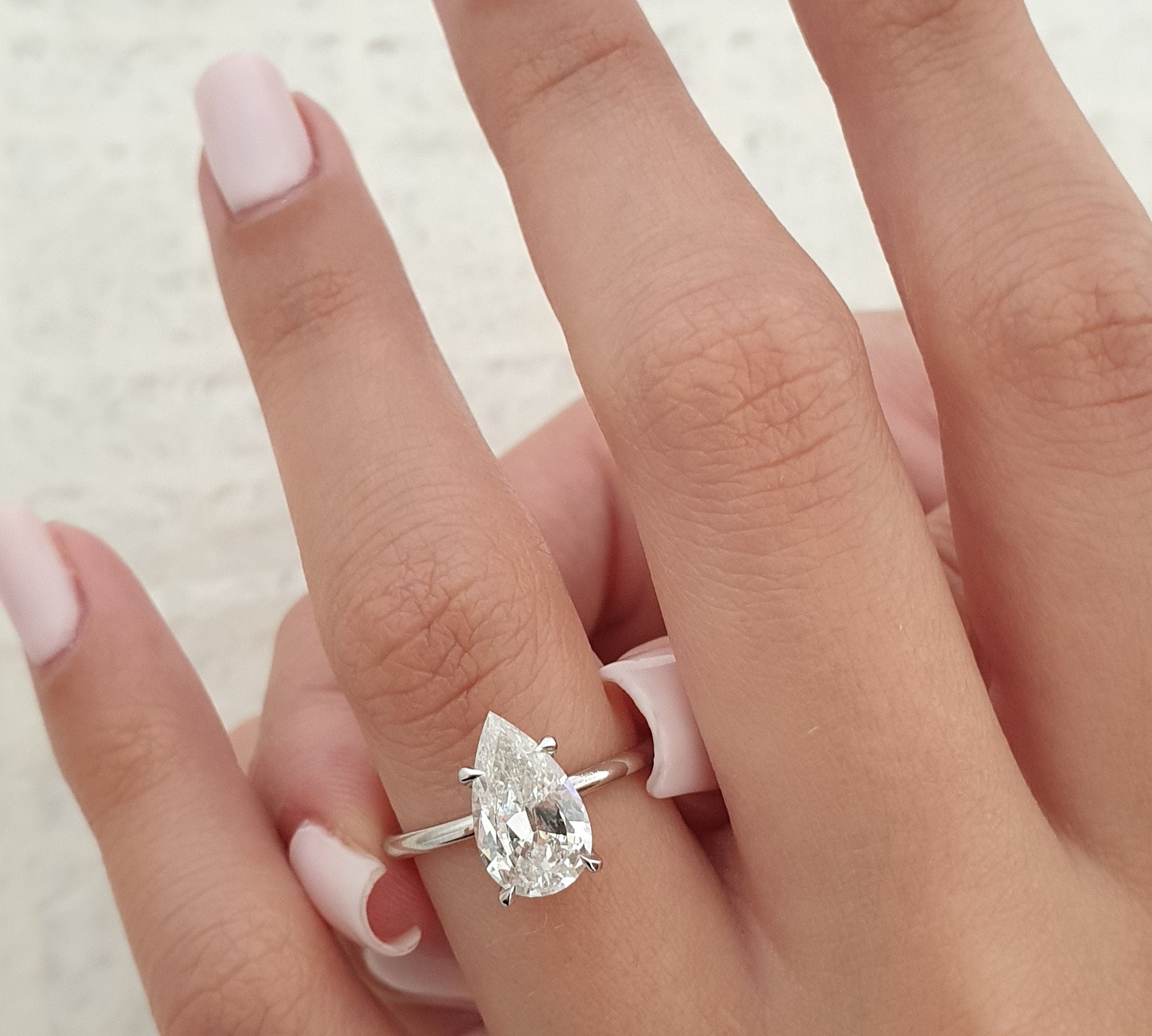 Pear Hidden Halo Lab Grown Diamond Engagement Ring