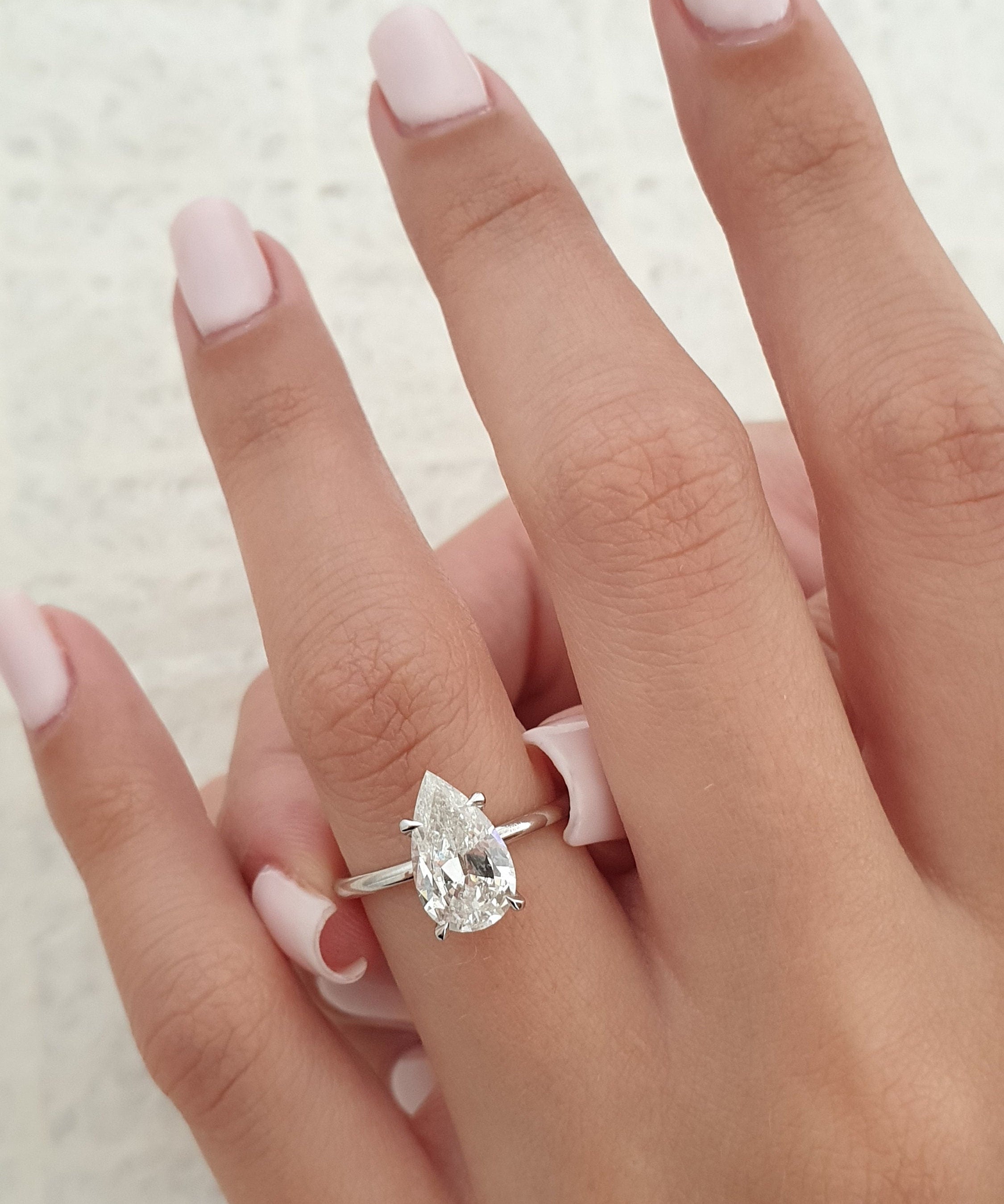 Pear Hidden Halo Lab Grown Diamond Engagement Ring