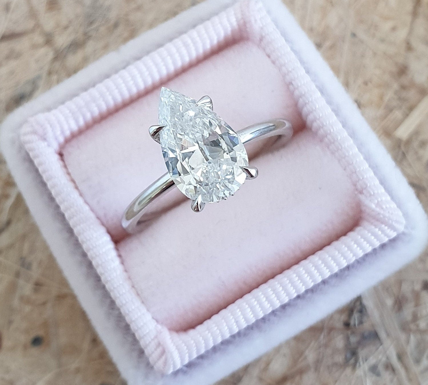 Pear Hidden Halo Lab Grown Diamond Engagement Ring