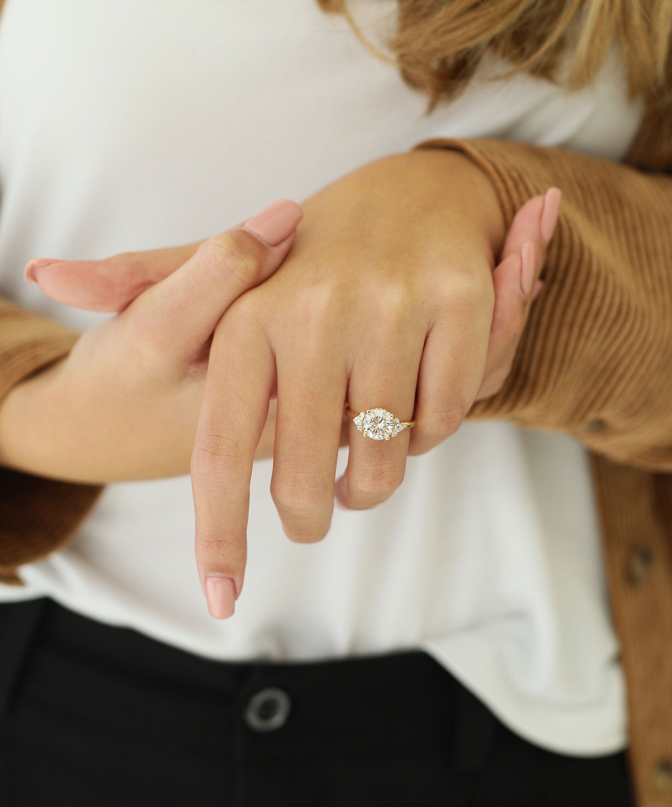 Round Cluster Lab Grown Diamond Engagement Ring