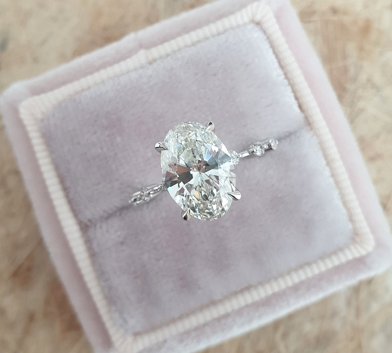 Oval Cut Pave Lab Grown Diamond Engagement Ring