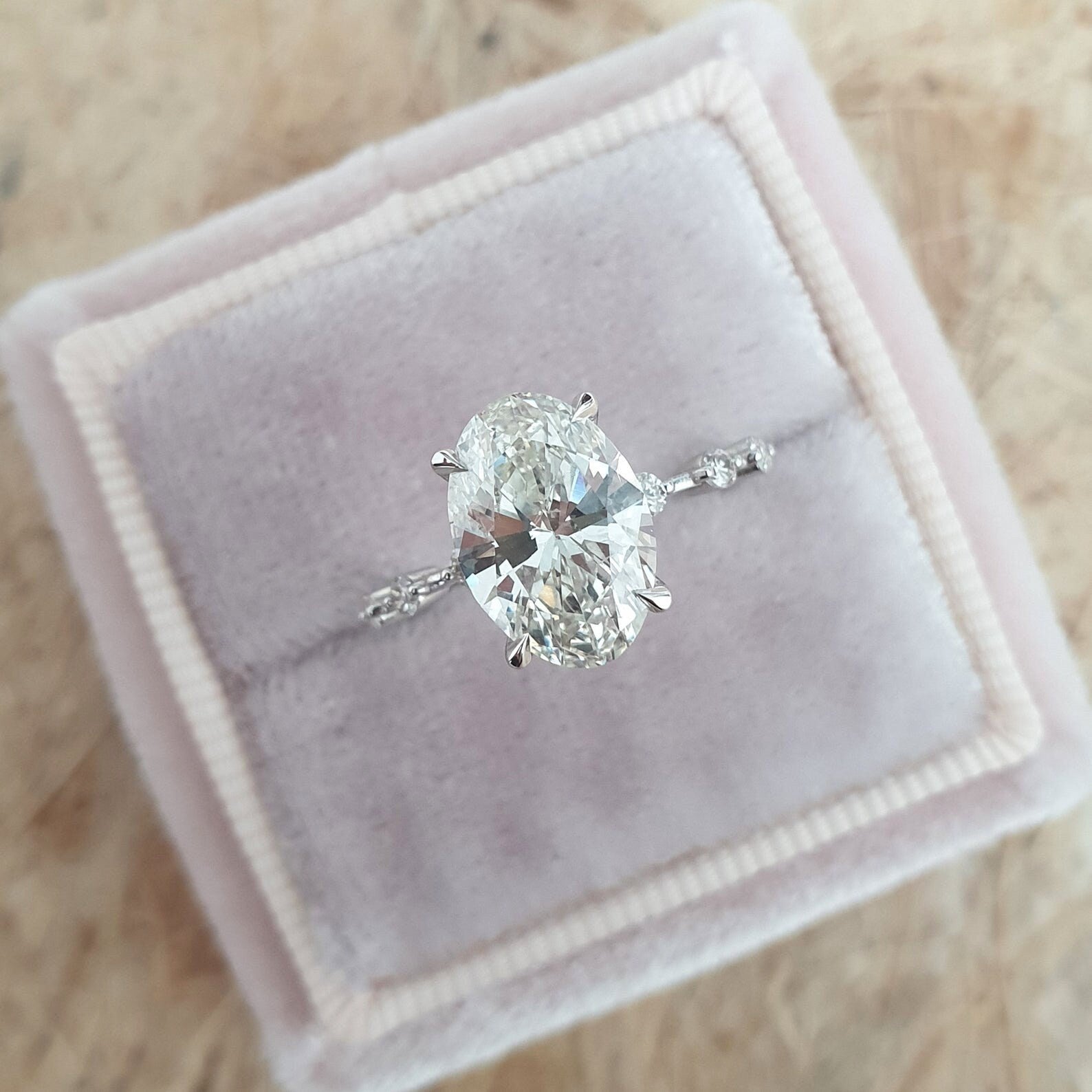 Oval Cut Pave Lab Grown Diamond Engagement Ring