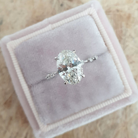 Oval Cut Pave Lab Grown Diamond Engagement Ring