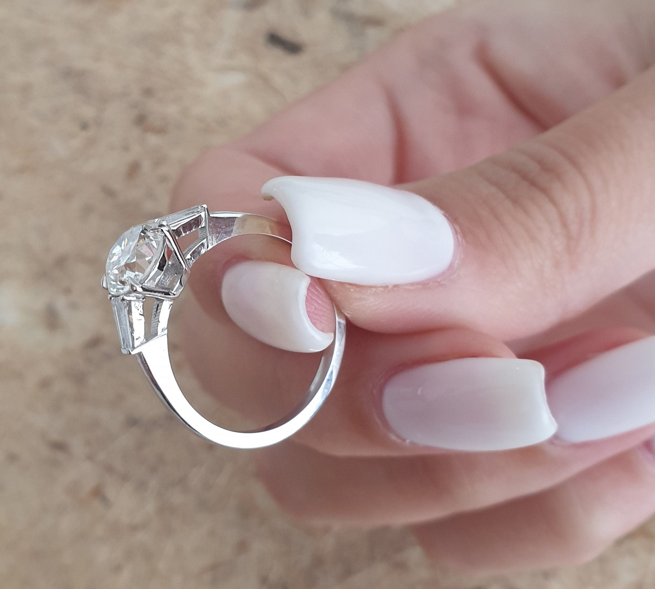 1.31 CT Round Three Stones Lab Grown Diamond Engagement Ring