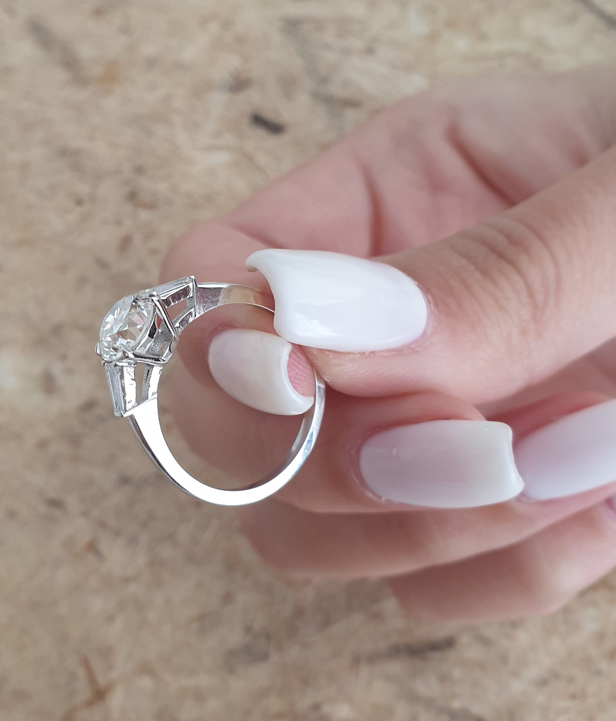 1.31 CT Round Three Stones Lab Grown Diamond Engagement Ring