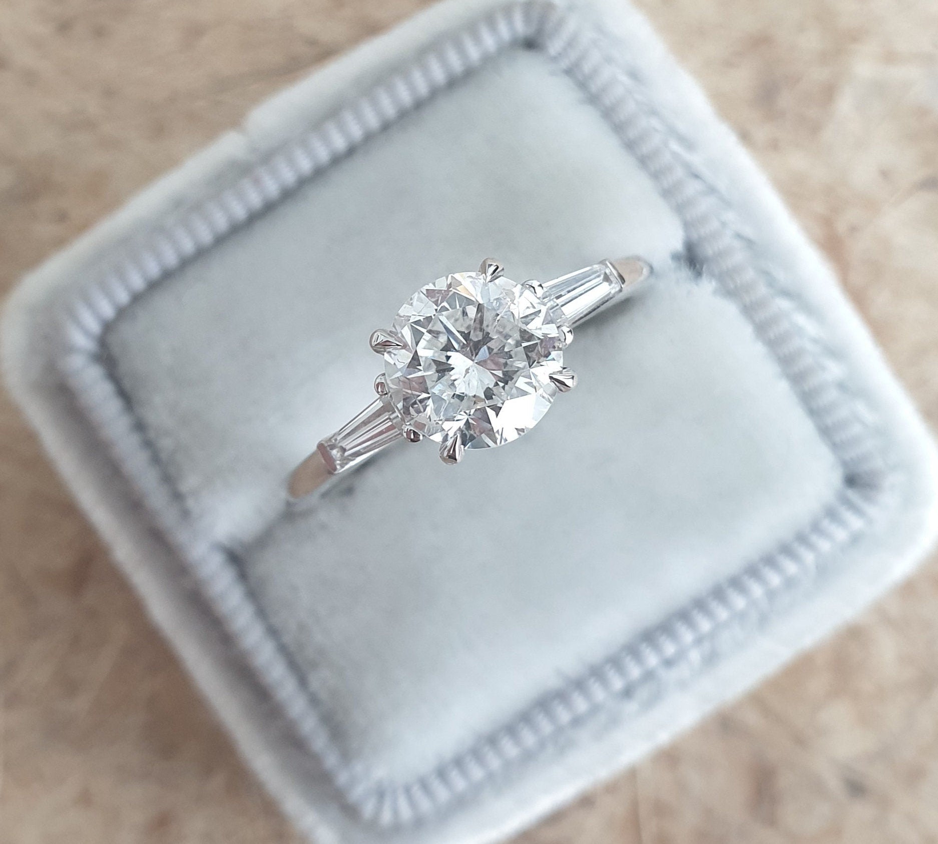 1.31 CT Round Three Stones Lab Grown Diamond Engagement Ring