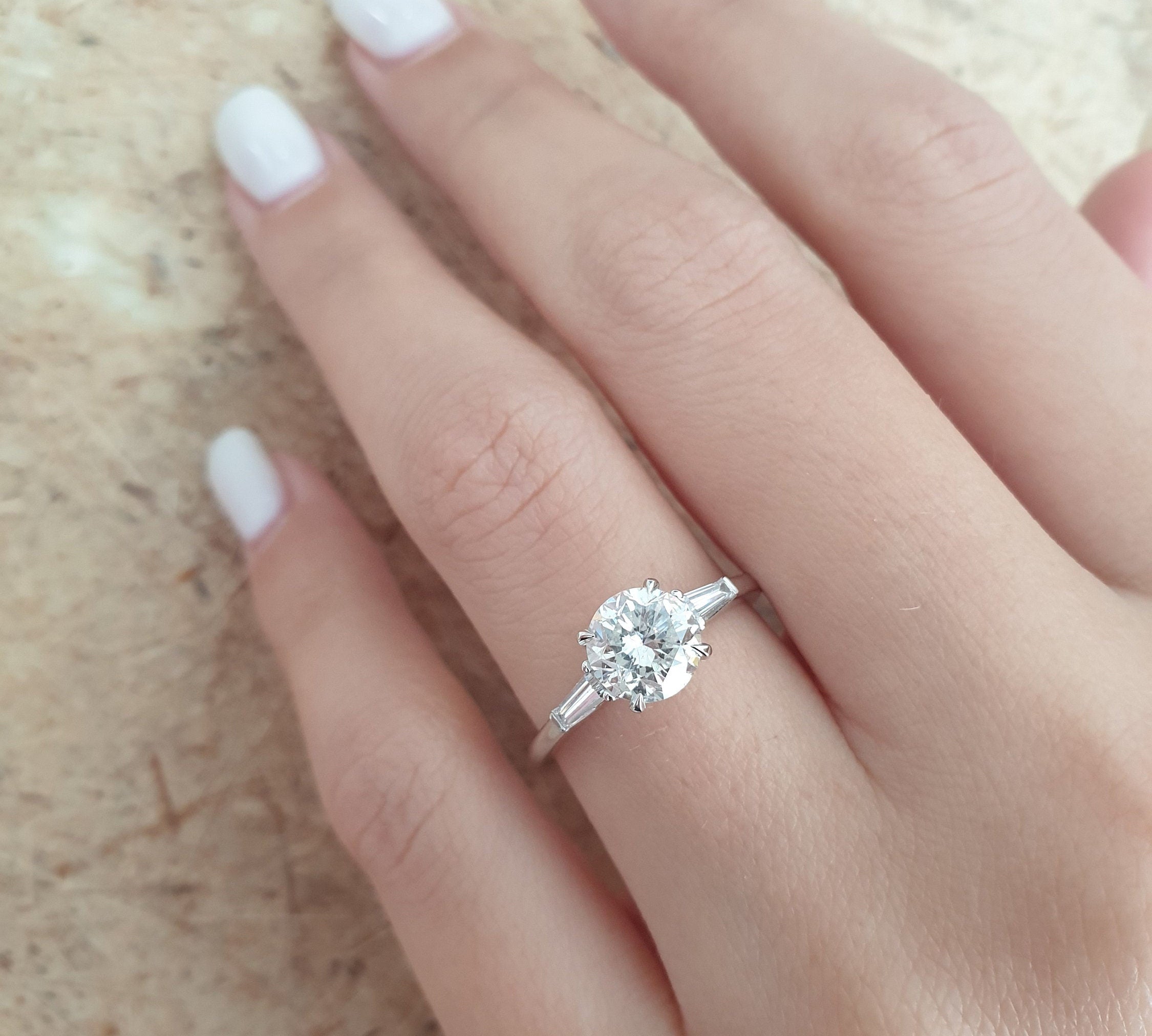 1.31 CT Round Three Stones Lab Grown Diamond Engagement Ring