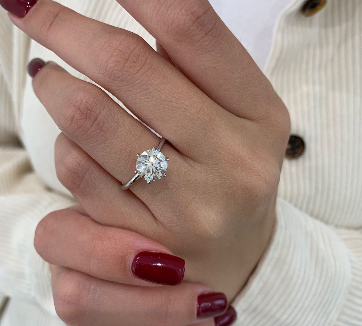 Round Solitaire Lab Grown Diamond Engagement Ring