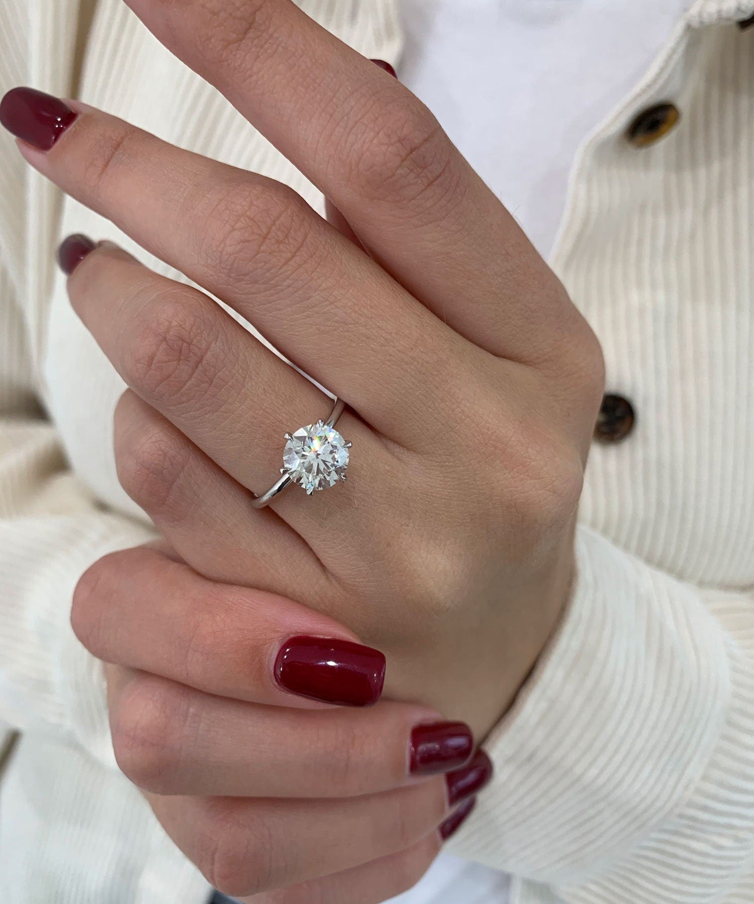 Round Solitaire Lab Grown Diamond Engagement Ring