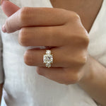 2.6 CT Cushion Three Stone Lab Grown Diamond Engagement Ring
